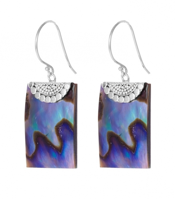 Pendiente Plata Abalon Rectangulo Precio Par