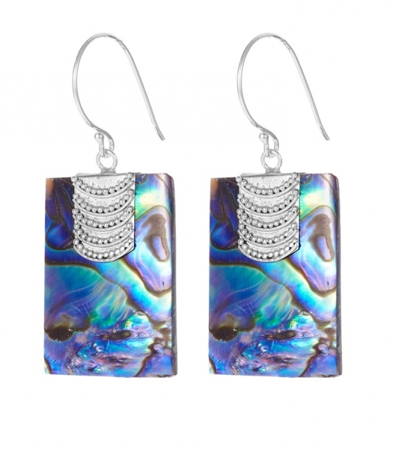 Pendiente Plata Abalon Rectangulo. Precio Par