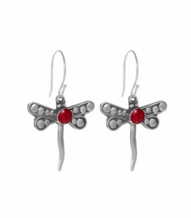 Pendiente Plata Libelula Coral Precio Par