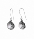 Pendiente Plata Vieja Perla. Precio Par