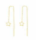 Pendiente Cadena Plata Estrella 9cm Bañado Precio Par