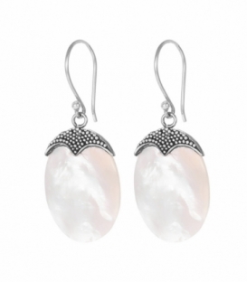Boucle d'oreille Argent Filigrane Nacre. Prix Paire