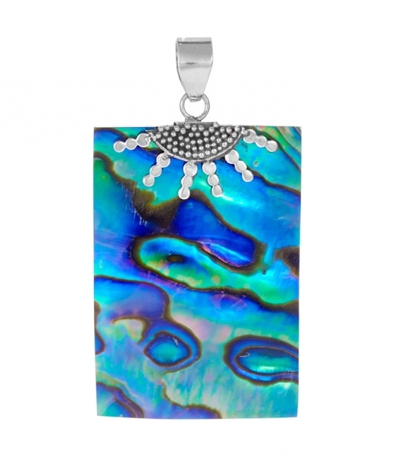 Pendentif Argent Abalone Carré