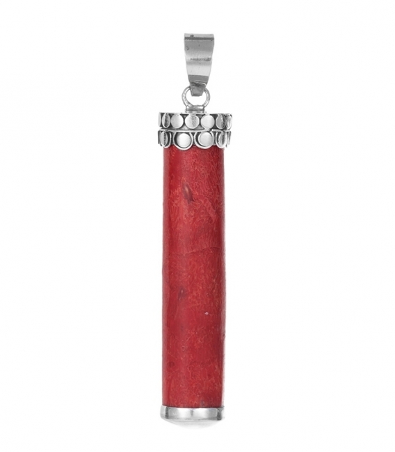 Colgante Plata Cilindro Coral