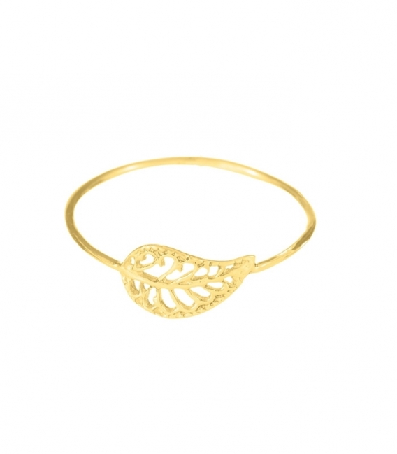 Anillo Plata Hoja Bañado