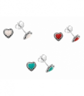 Boucles d'oreille Argent Coeur Email 6.7mm. Prix paire