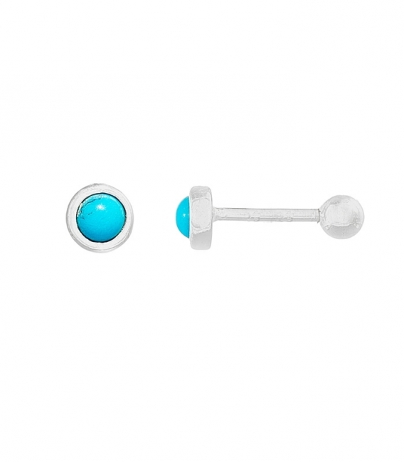 Pendiente Plata Piercing Turquesa Cierre Rosca