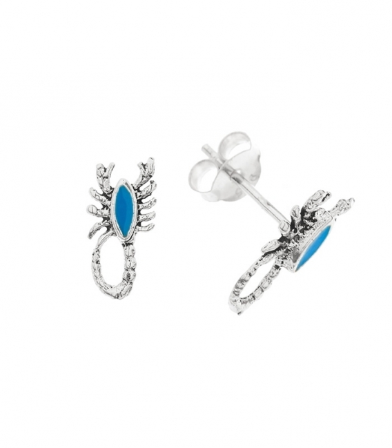 Pendiente Plata Escorpion Esmalte 12mm. Precio par