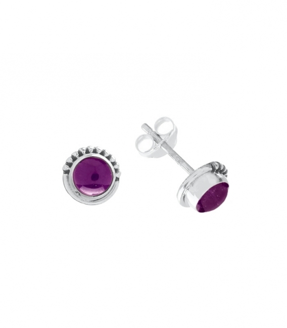 Boucles d'oreilles Argent Pierre 7mm. Prix paire