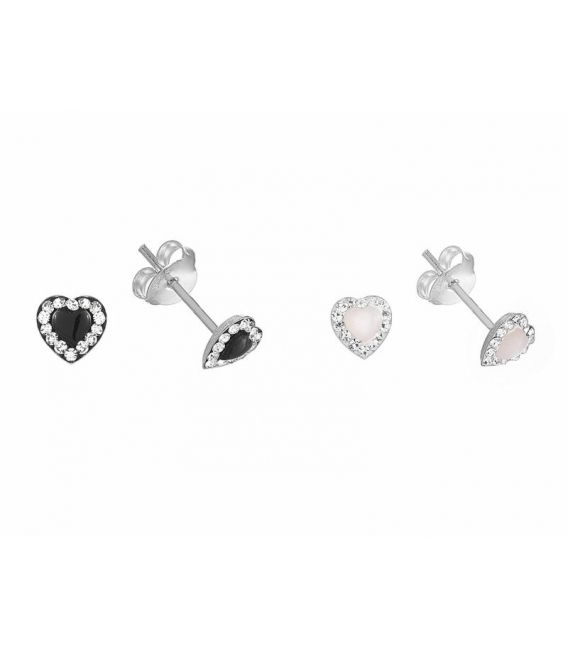 Boucles d'oreille Argent Coeur Email 6.7mm. Prix paire