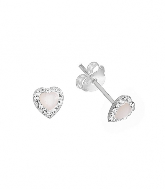 Pendiente Plata Corazon Esmalte 6.7mm. Precio par