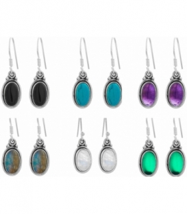 Pendiente Plata Piedras 1,45cm. Precio par