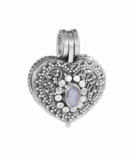 Pendentif Argent Boîte à Souhaits Coeur Pierre de Lune