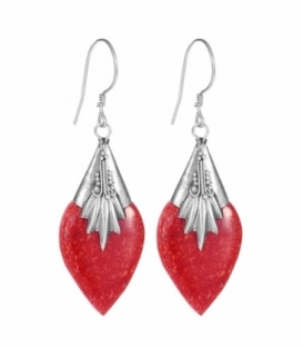 Pendiente Plata Coral Filigrana. Precio Par