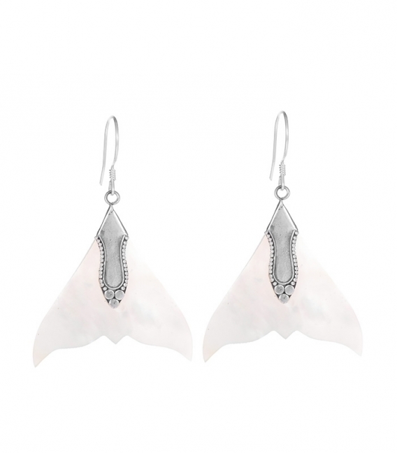 Pendiente Plata Cola de Ballena Nacar. Precio Par
