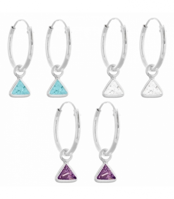 Aro Plata con Triangulo Circonita 12mm. Precio par