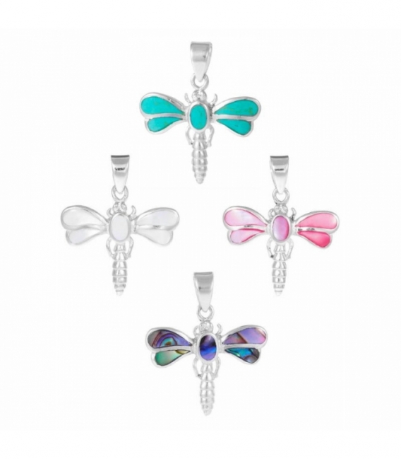 Colgante Plata Libelula Piedra 16mm