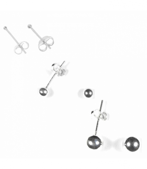 Boucles d'Oreilles Argent Boule. Prix paire