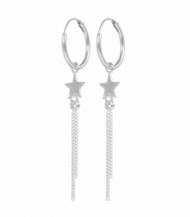 Créoles Argent Avec Chaîne Étoile Ø12mm Prix Paire