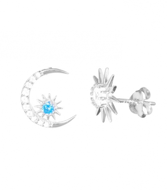 Pendiente Plata Luna Estrella Precio Par