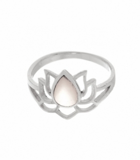 Bague Argent Nacre Fleur Lotus