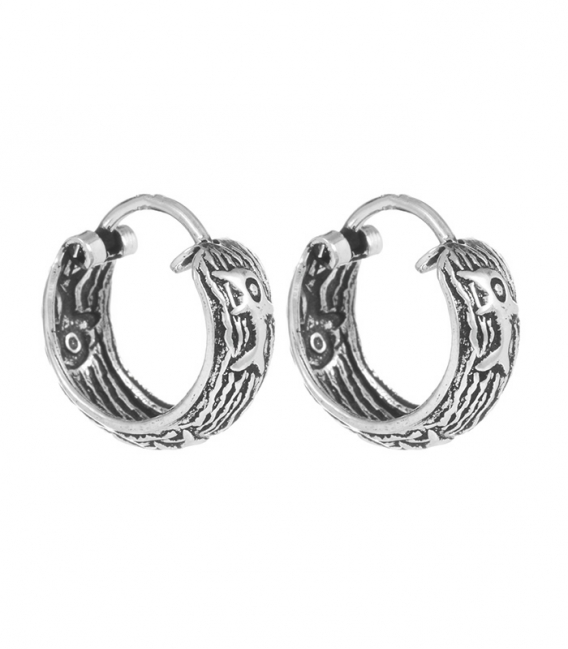 Aro Plata Media Caña Labrado 13 X 5mm Precio Par