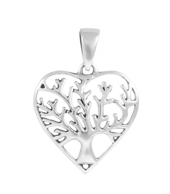 Pendentif Argent Arbre de Vie Coeur 20mm