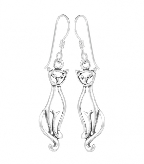 Pendiente Plata Gato 22.5mm. Precio Par