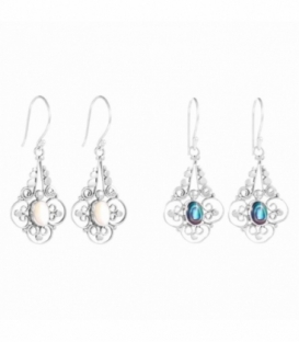 Pendiente Plata Filigrana Minerales Precio par