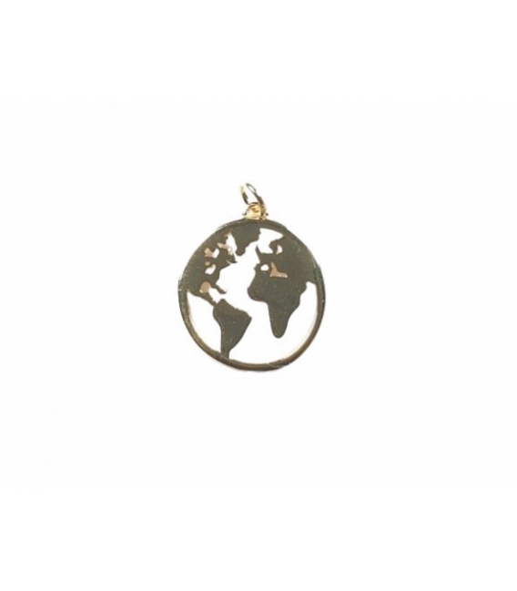 Colgante Plata Mapamundi 13mm Bañado