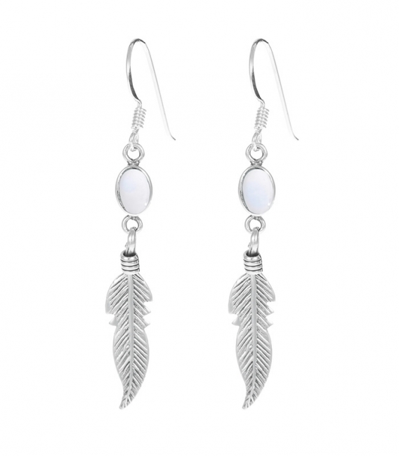 Pendiente Plata Pluma Minerales Precio Par