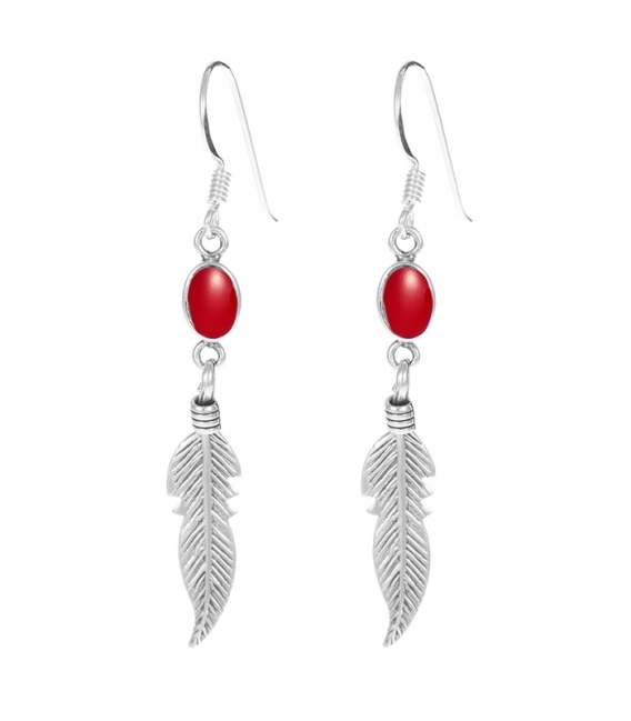 Pendiente Plata Pluma Minerales Precio Par
