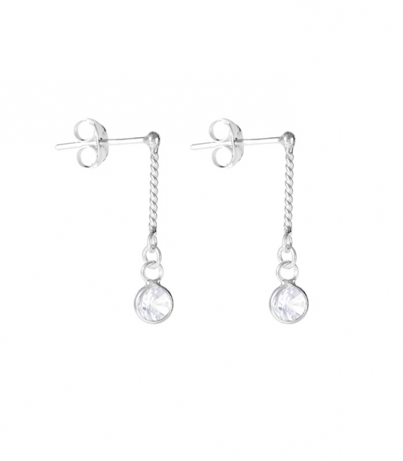 Pendiente Plata Barra Circonita Precio par