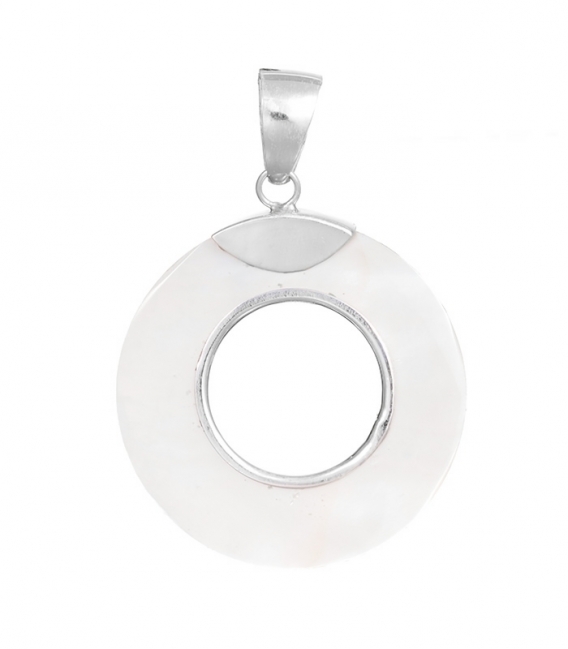 Colgante Plata Nacar Circulo 30mm