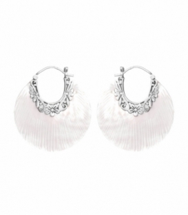 Pendiente Plata Nacar Flor 30mm Precio Par