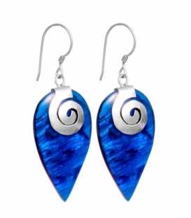 Pendiente Plata Abalon Azul Filigrana 33mm. Precio Par