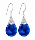 Pendiente Plata Abalon Azul Filigrana 25mm. Precio Par