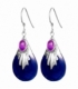 Boucle d'oreille Argent Abalone Bleu Améthyste 25mm. Prix Paire