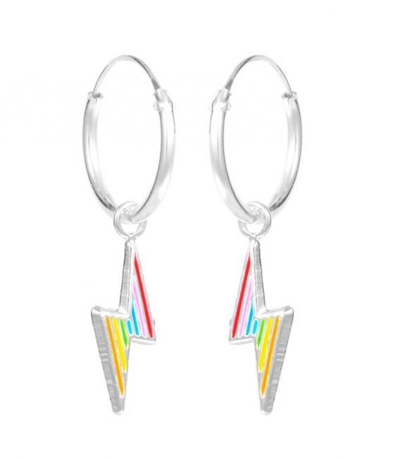 Aro Plata con Rayo Arcoiris Orgullo Precio Par
