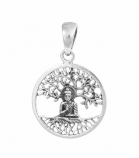 Colgante Plata Buda con Arbol Vida Ø16mm
