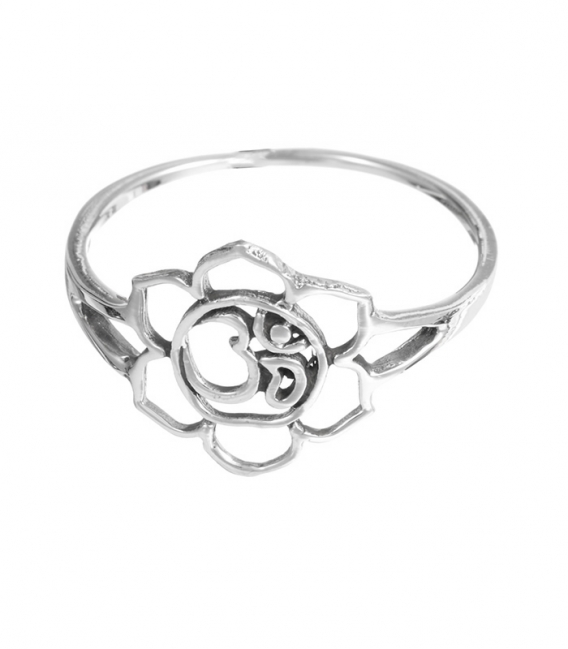 Anillo Plata Om con Flor Loto