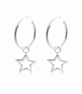 Aro Plata con Estrella Calada 12mm Precio Par