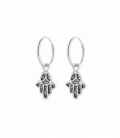 Créoles Argent avec Main Fatima 12mm Prix Paire