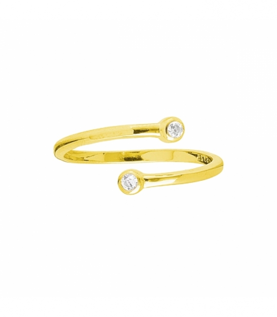 Anillo Plata Dos Circonitas Bañado