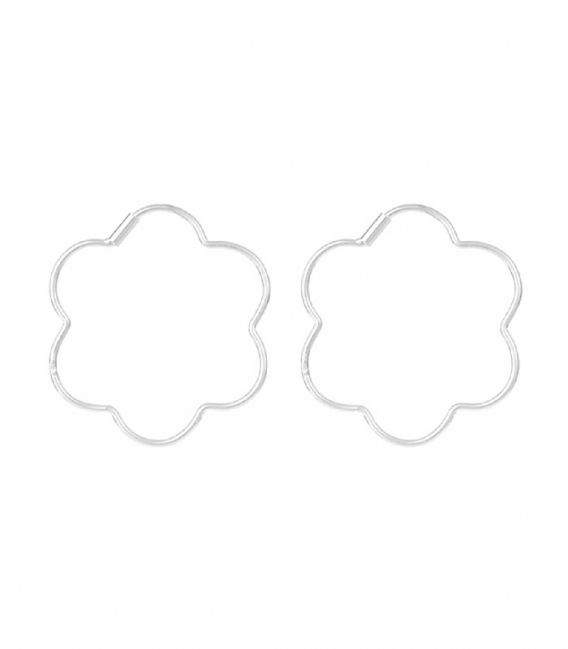 Boucle d'oreille Argent Fleur 25mm. Prix Paire
