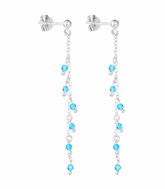 Pendiente Plata Cadena 6 Circonitas 45mm Precio Par