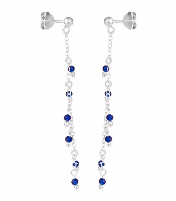 Pendiente Plata Cadena 6 Circonitas 45mm Precio Par