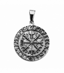 Colgante Plata Brujula Vikinga Vegvisir Ø23mm
