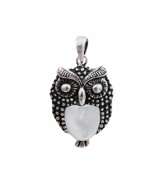 Pendentif Argent Hibou Nacré 21mm