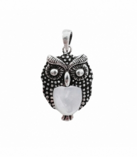 Colgante Plata Buho Nacar 21mm